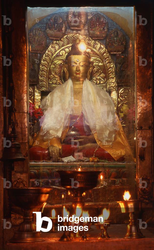 Nepal: Buddha at the Mahabuddha Temple, Patan, Kathmandu Valley (1998)
