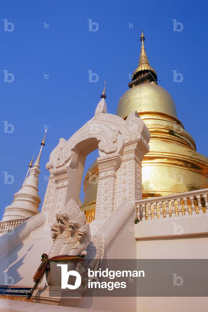 Thailand: The main gold chedi containing a relic of the Buddha, Wat Suan Dok, Chiang Mai, northern Thailand
