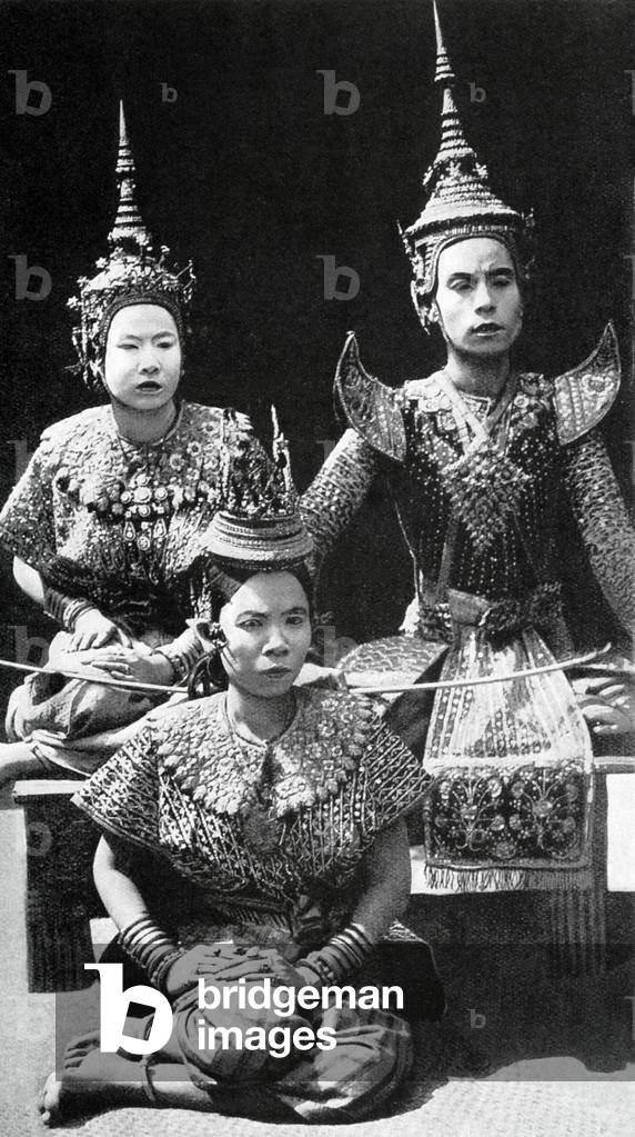 Thailand: Three professional theatre actors in Siam, c. 1900