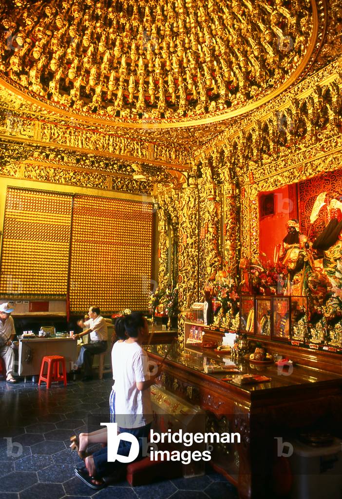 Taiwan: Gold inner shrine at the Ku Miao Temple, Minsheng Road, Taoyuan