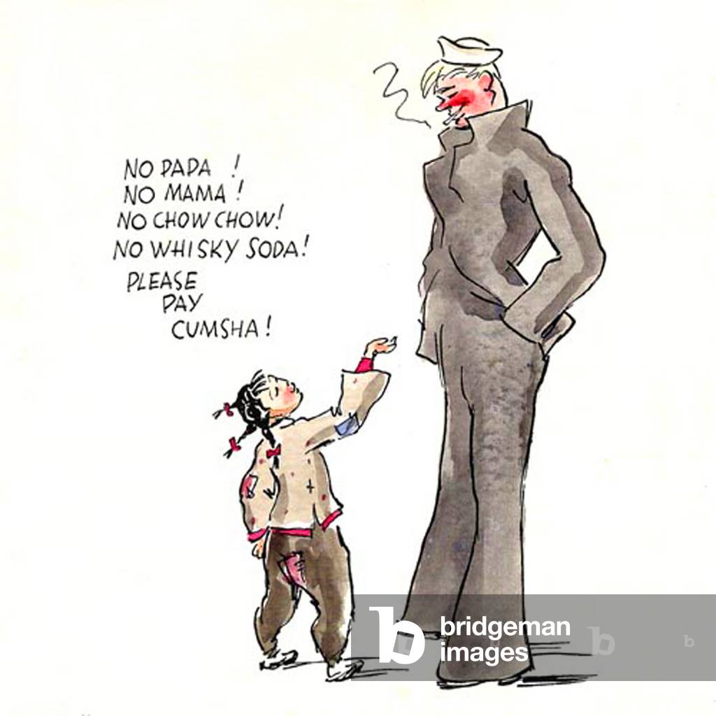 China: A cartoon by  Friedrich Schiff from the 'Old Shanghai' of the 1930s.