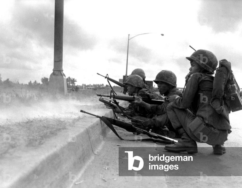 Vietnam: Army of the Republic of Vietnam (ARVN) rangers defending Saigon during the Tet Offensive of January-February 1968