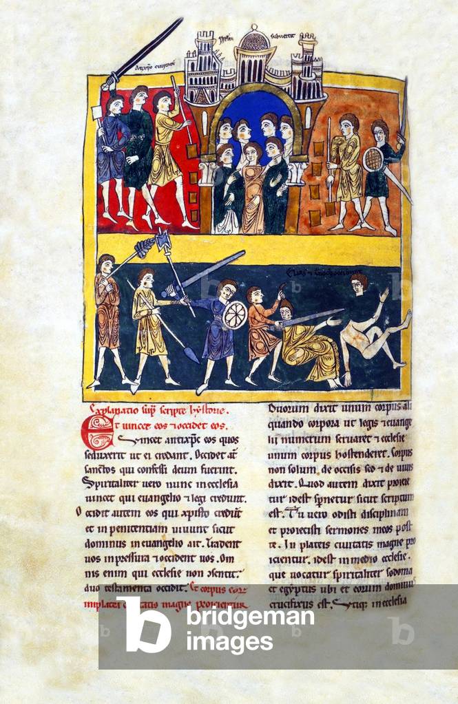 Spain: Jerusalem. From a 12th century version of 'The Commentary on the Apocalypse' by Beatus of Liebana