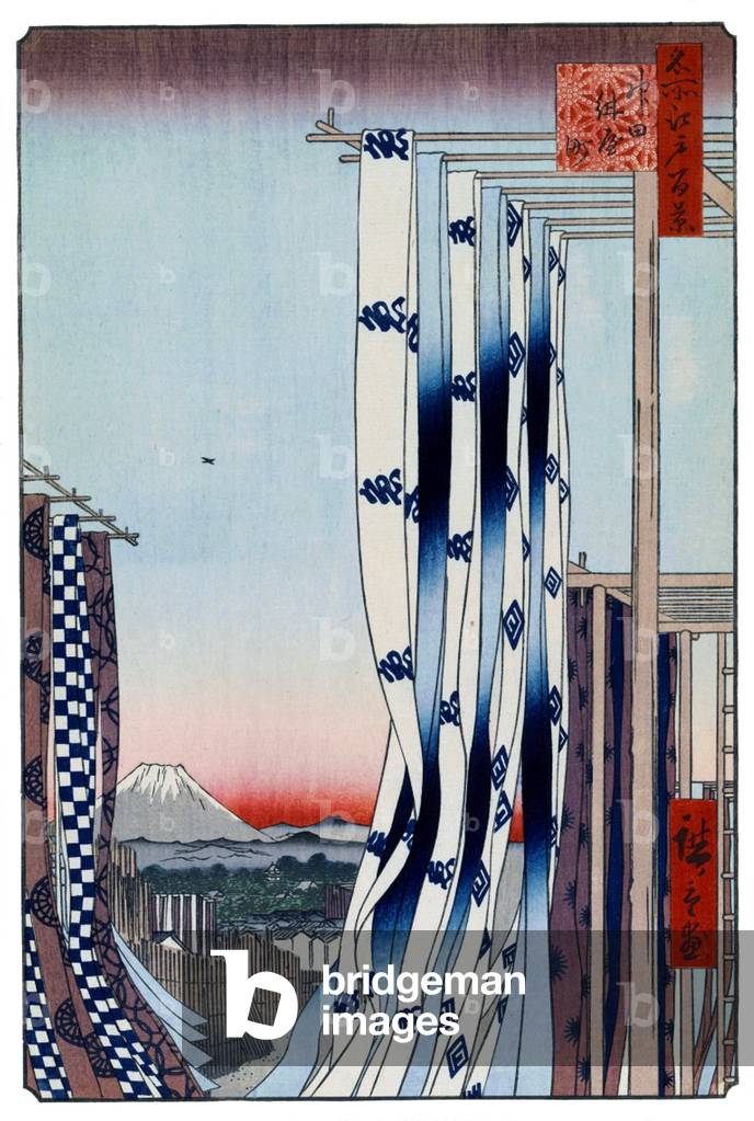 Japan: Autumn: The Dyers' Quarter in Kanda. Image 75 of '100 Famous Views of Edo'. Utagawa Hiroshige (first published 1856-59)