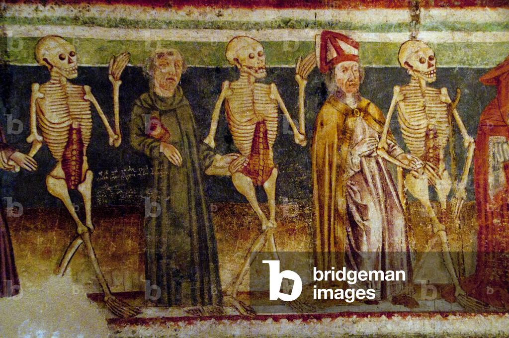 Slovenia: A detail from the 'Danse Macabre' (Dance of Death), a 15th century fresco by John of Kastav (Johannes de Castua), Holy Trinity Church, Hrastovlje, Rizana Valley