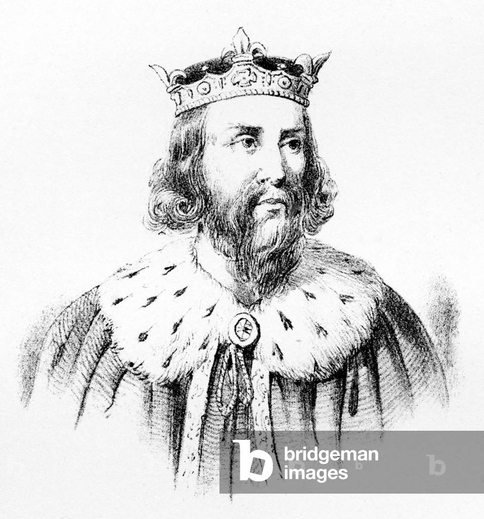 England: King Alfred the Great (r. 871 - 899), engraving, late 19th Century