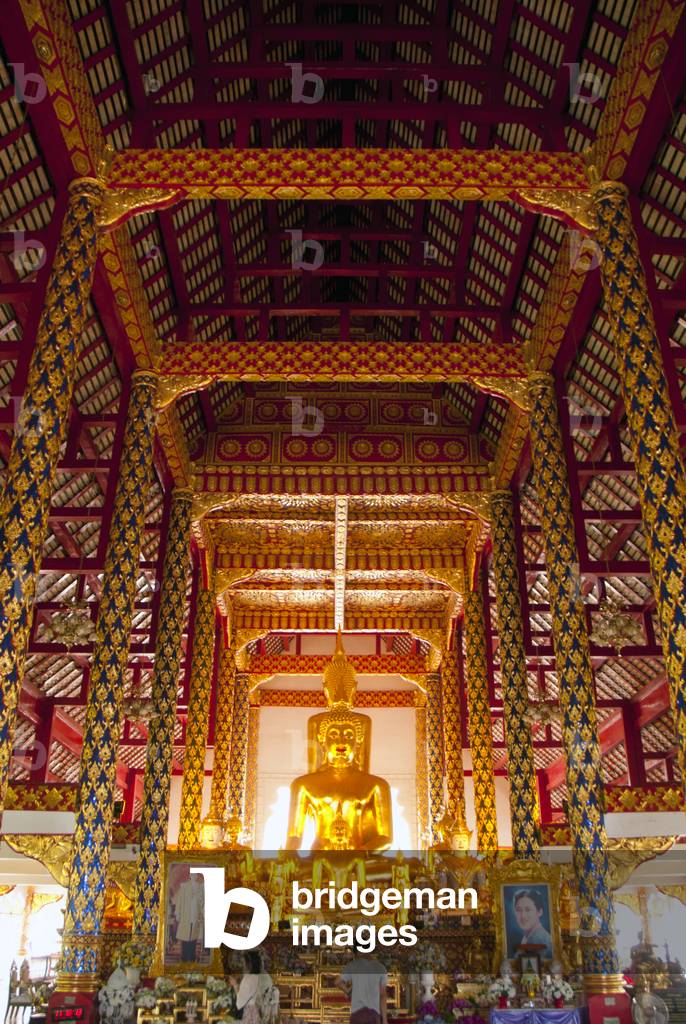 Thailand: Buddha statues in the viharn (assembly hall) at Wat Suan Dok, Chiang Mai, northern Thailand