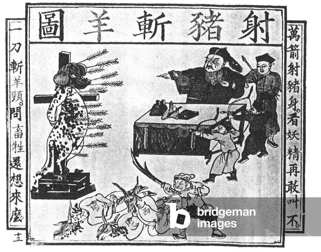 China: Anti-western cartoon, Boxer Rebellion, c. 1900