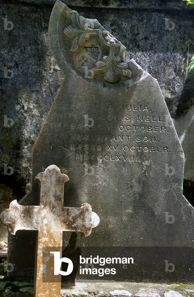 Sri Lanka: Gravestone dated 1868 in the Dutch Reformed Church cemetery, Fort District, Galle