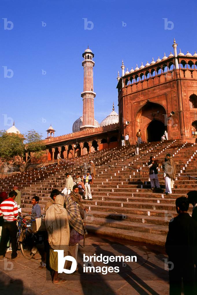 India: Daybreak at the southern entrance to the Jama Masjid, Delhi's great Friday mosque, Old Delhi