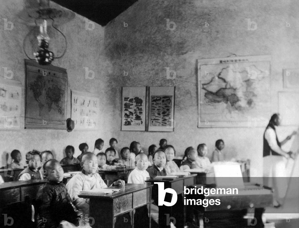 China: 'New Style Classroom', Anlu, Hubei Province, late Qing / early Republican period, c. 1910