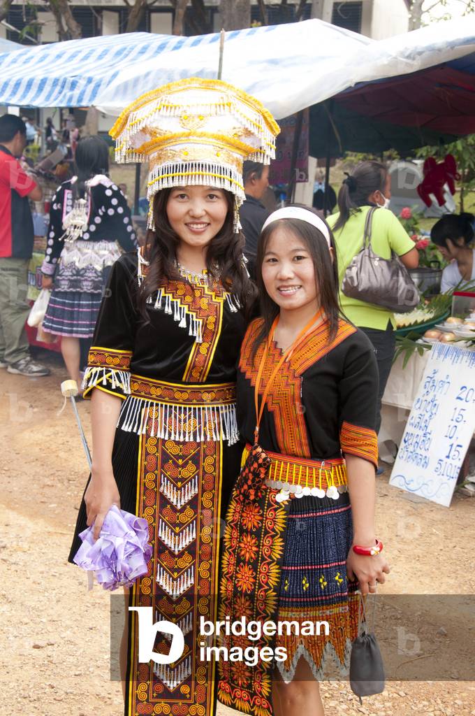 Thailand: Finely dressed women at Hmong New Year celebrations, Chiang Mai, Northern Thailand