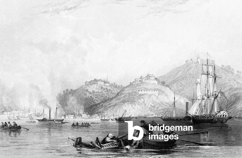 China: 'Close of the Attack on Chapoo'. First Opium War (1839-1842) by Thomas Allom.