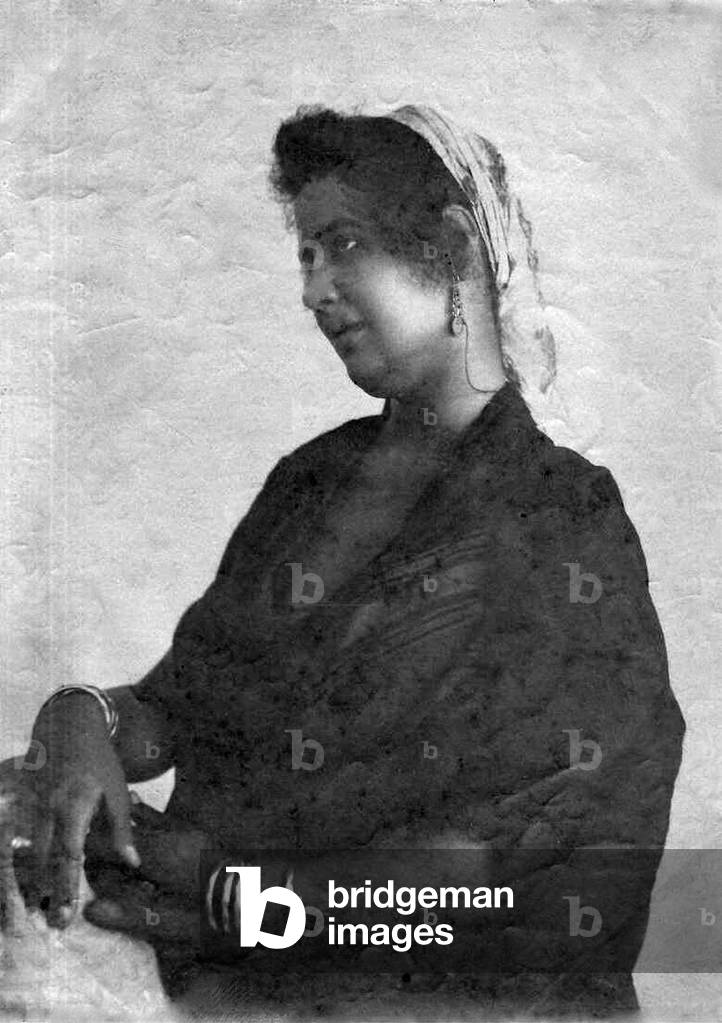 Algeria: Portrait of an Arab woman in Algiers Kasbah, late 19th century.