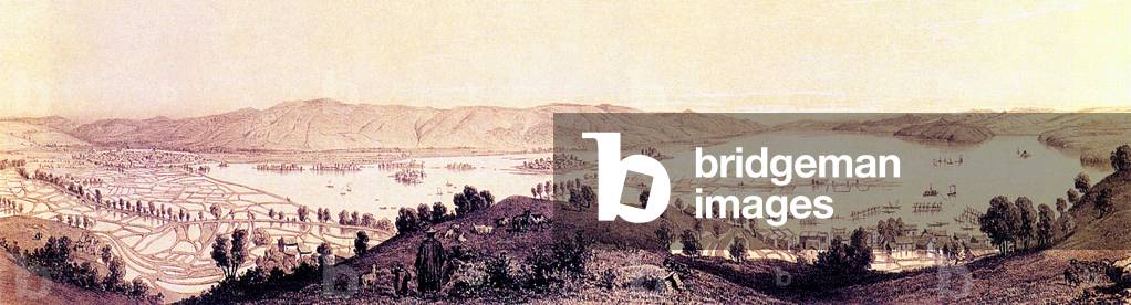 China: The city and lake of Che-pin in Yunnan province, illustrated by Louis Delaporte in 1867.