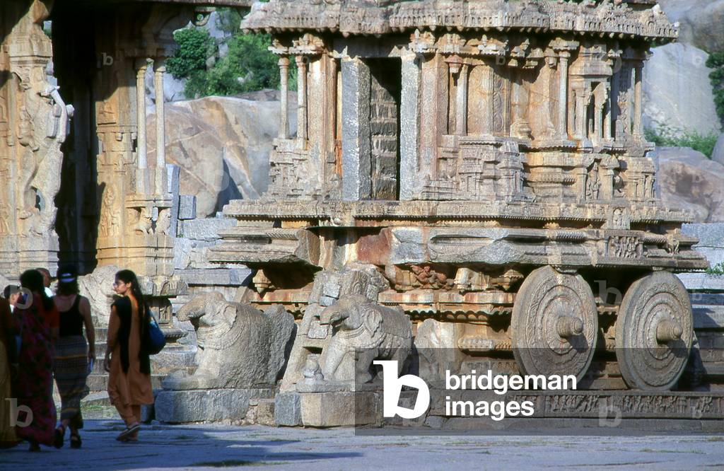 India: A shrine dedicated to Garuda in the shape of a chariot, Vitthala Temple, Hampi, Karnataka State