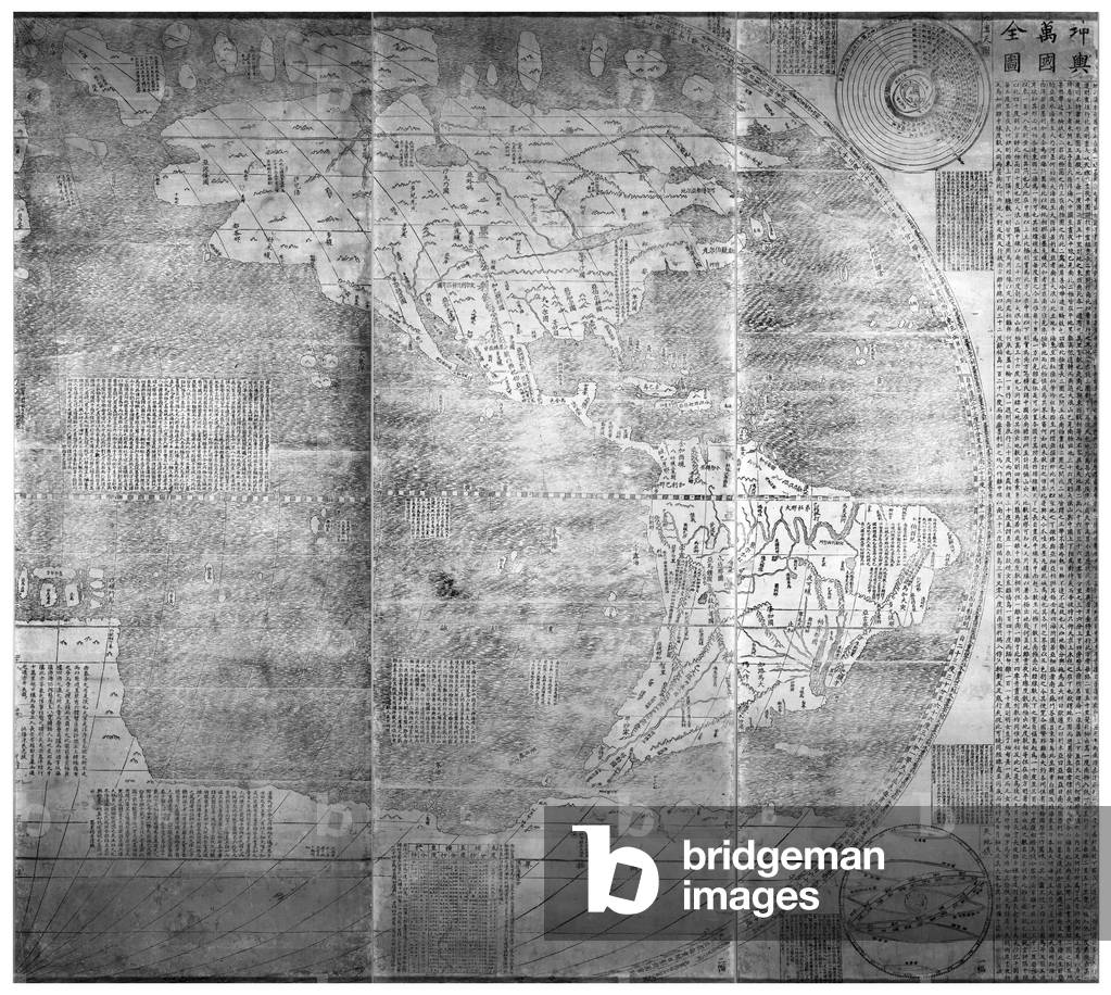 China: Kunyu Wanguo Quantu, 'A Map of the Myriad Countries of the World', Western Hemisphere. Matteo Ricci, Beijing, 1602