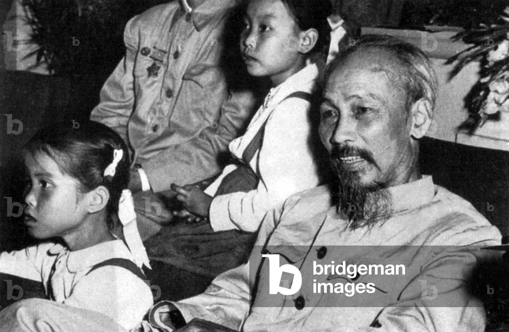 Vietnam: President Ho Chi Minh with Vietnamese school children.