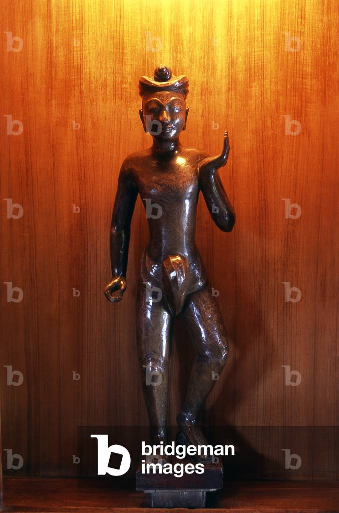 Thailand: Burmese figurine in niche, Entrance Hall, Jim Thompson House, Bangkok