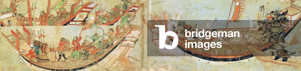 Japan: Mongol invasion of Japan; Japanese samurai boarding Mongol ships in 1281.