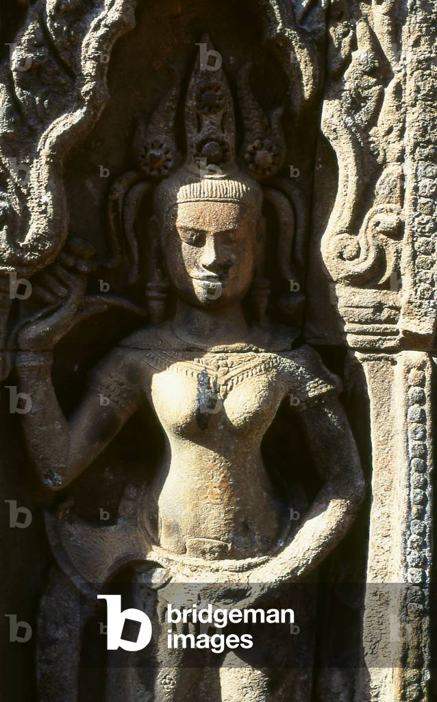 Cambodia: Apsara (Celestial Nymph), Wat Nokor Bayon, Banteay Prey Nokor, Kompong Cham