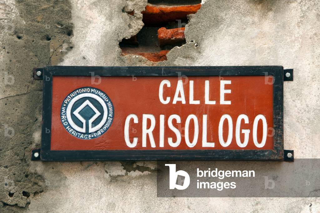 Philippines: Street sign, Mestizo District, Vigan, Ilocos Sur Province, Luzon Island