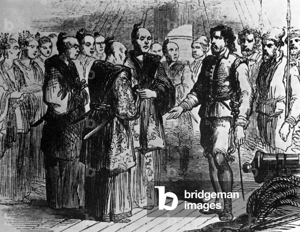 Japan/ Britain: The first Englishman to visit Japan, navigator William Adams, meets Shogun Tokugawa Ieyasu in 1600 CE.