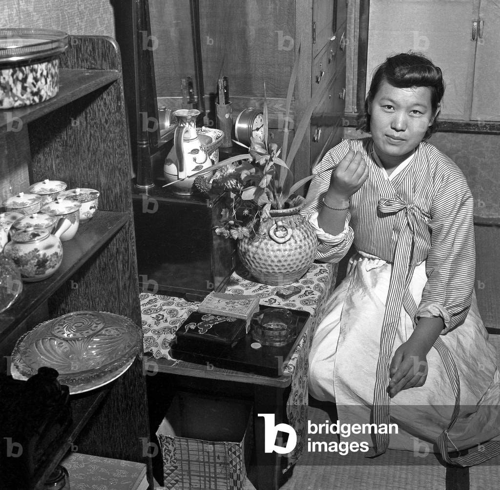 Korea: The proprietess of a Korean tea house, c. 1945