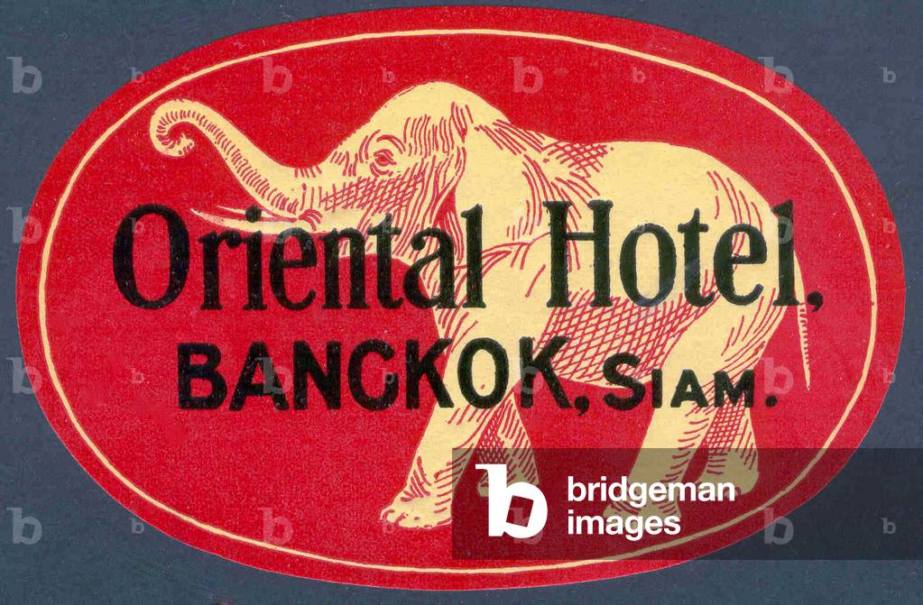Thailand: Vintage luggage sticker from the Oriental Hotel, Bangkok.