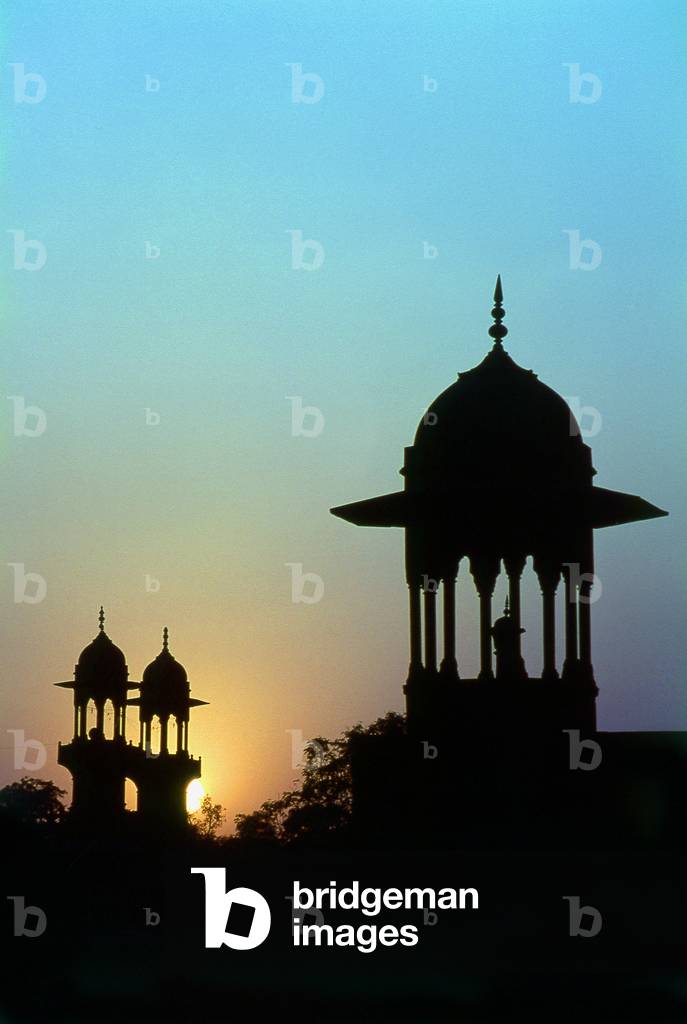 India: Minarets at sunset at the Taj Mahal, Agra, Uttar Pradesh