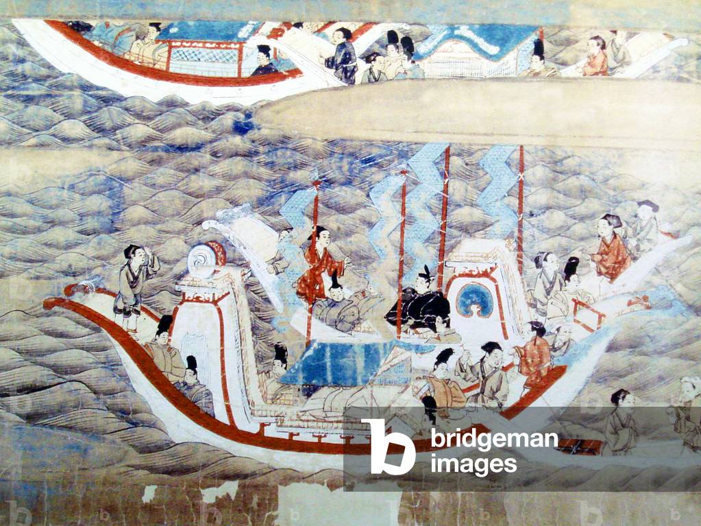 Japan: A Japanese embassy to the Tang Court in China, painting, 8th-9th century CE