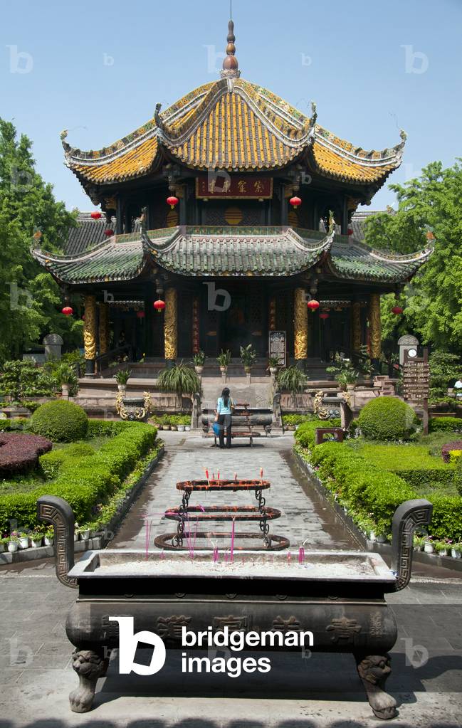 China: Eight-sided Bagua Pavilion, Qingyang Gong (Green Goat Temple), Chengdu, Sichuan Province