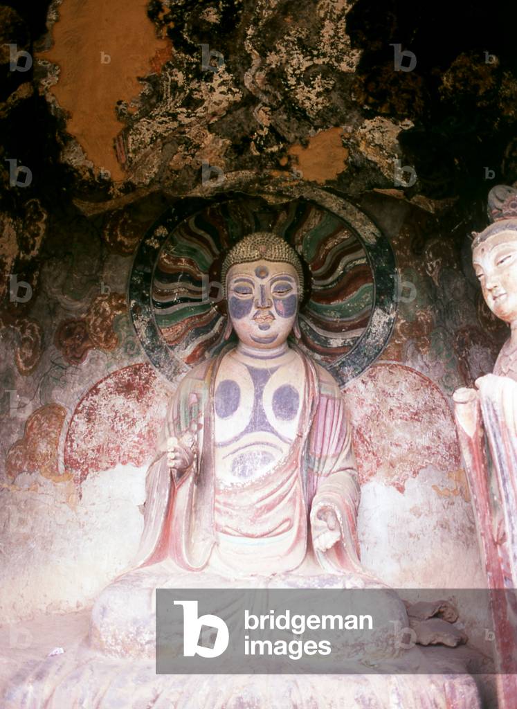 China: Buddha, Maiji Shan Grottoes, Tianshui, Gansu Province