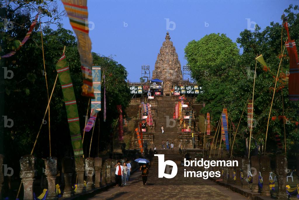 Thailand: Naga-headed stone stairway, Prasat Hin Phanom Rung (Phanom Rung Stone Castle), Buriram Province, northeast Thailand