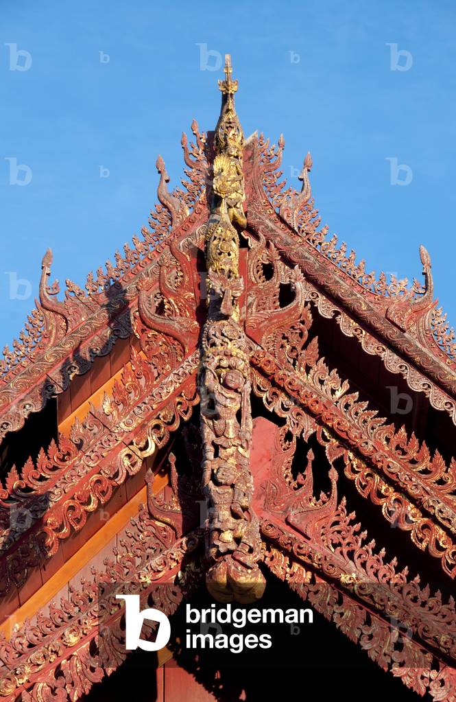 Thailand: Elaborate Shan-style roofing at Wat Pa Pao (Shan / Tai Yai Buddhist temple), Chiang Mai, northern Thailand