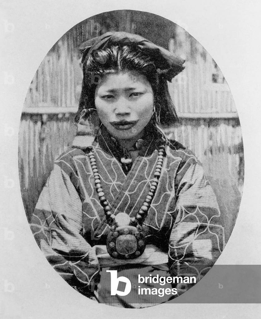 Japan: Seated Ainu woman, Arnold Genthe, 1908
