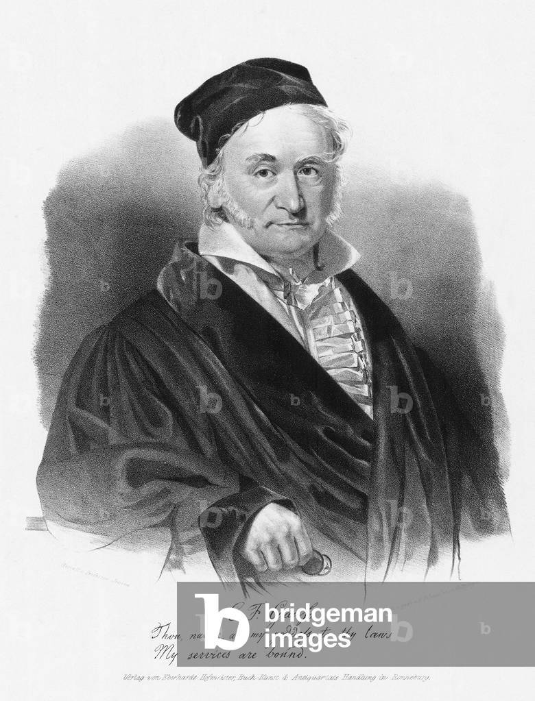 Germany: Carl Friedrich Gauss (1777-1855), German mathematician and scientist, engraving after Christian Albrecht Jensen (1792-1870), 1840