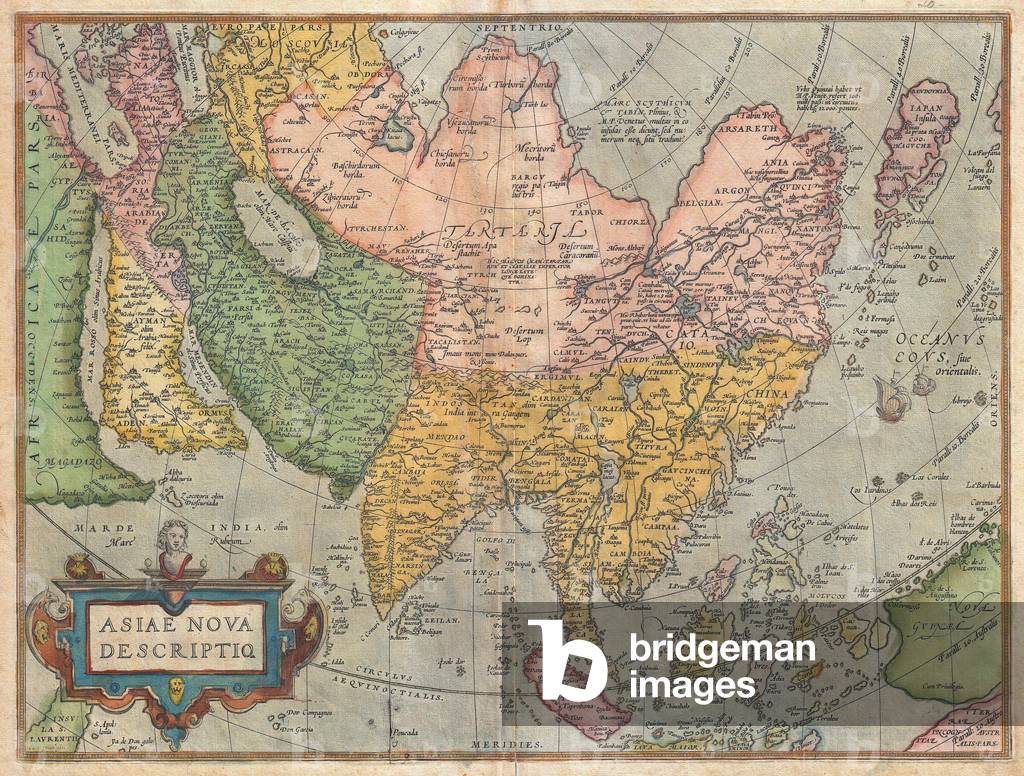 Asia: Old map of Asia from <i>Theatrum Orbis Terrarium</i> by Abraham Ortelius (1527-1598), 1572