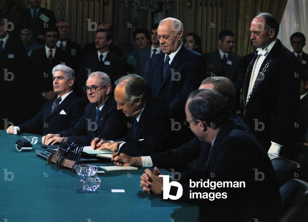 Vietnam: The US Delegation to the Paris Peace Accords (1973) signing the accord.