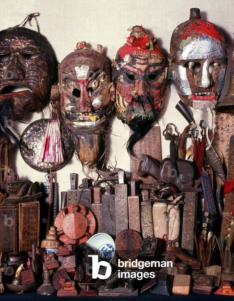 Thailand / China: Yao shaman's masks and other shaman paraphernalia from northern Thailand