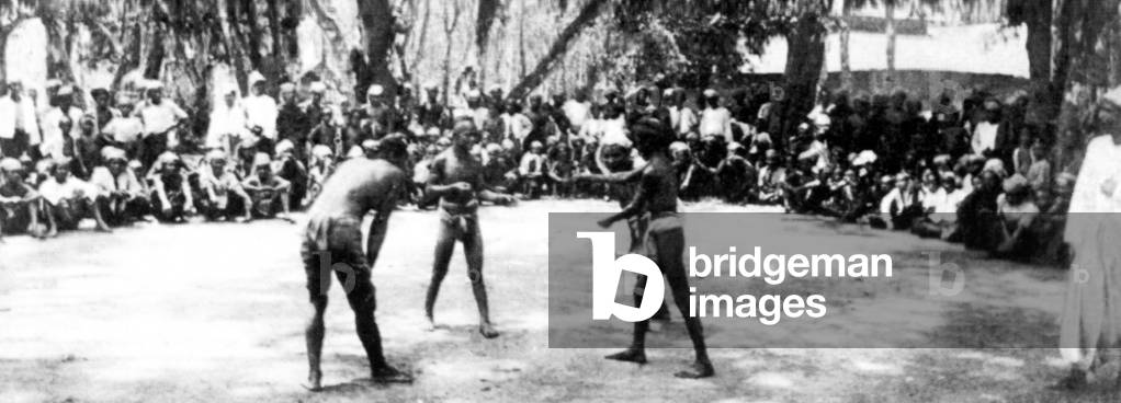 Burma: A boys' boxing match, c.1892-96. Lethwei is an unarmed Burmese martial art
