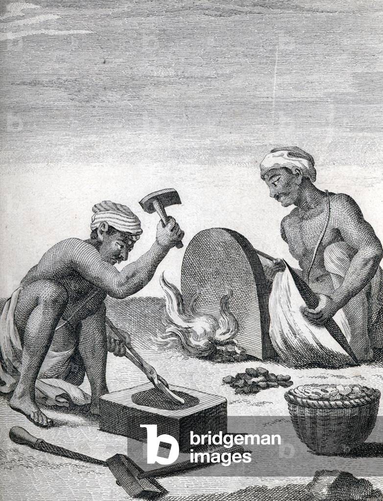 India: Metal forgers (Pierre Sonnerat, 1782).