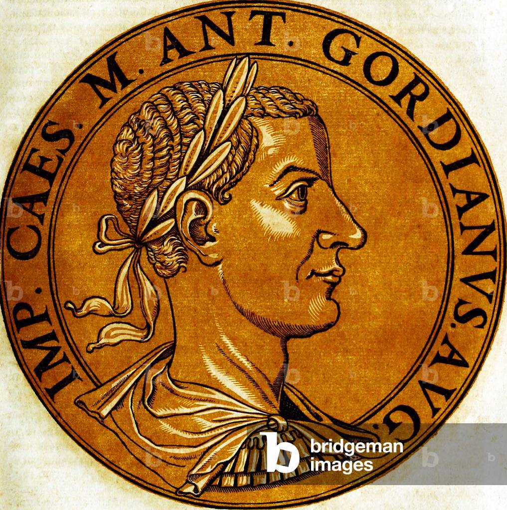 Italy: Marble portrait of Gordian III (225-244), 32nd Roman emperor, Antwerp, c.1645 (print)