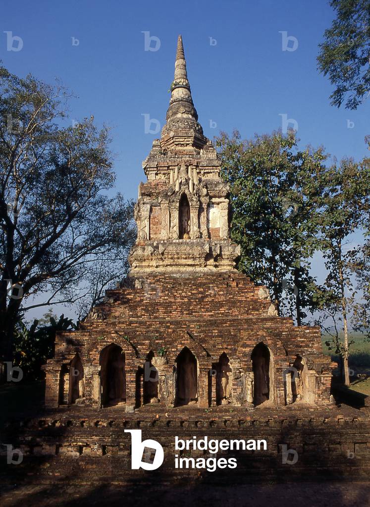 Thailand: 14th century chedi, Wat Pa Sak, Chiang Saen, Chiang Rai Province, Northern Thailand