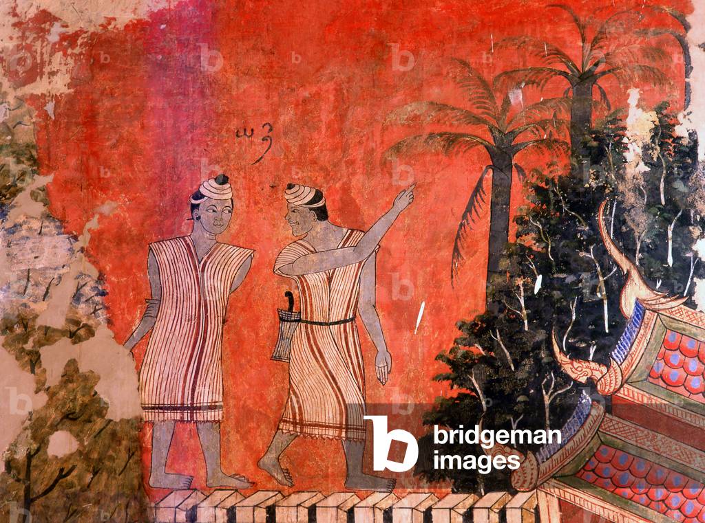 Thailand: Karen hill people, 19th century mural, Wat Phumin, Nan, North Thailand