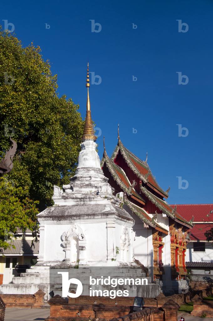 Thailand: Chedi and ubosot (ordination hall), Wat Prasat, Chiang Mai