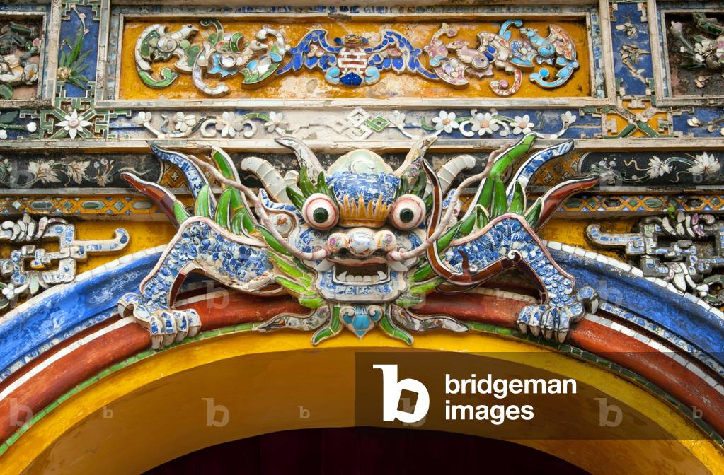 Vietnam: Dragon detail, Hien Nhon Gate, The Imperial City, The Citadel, Hue