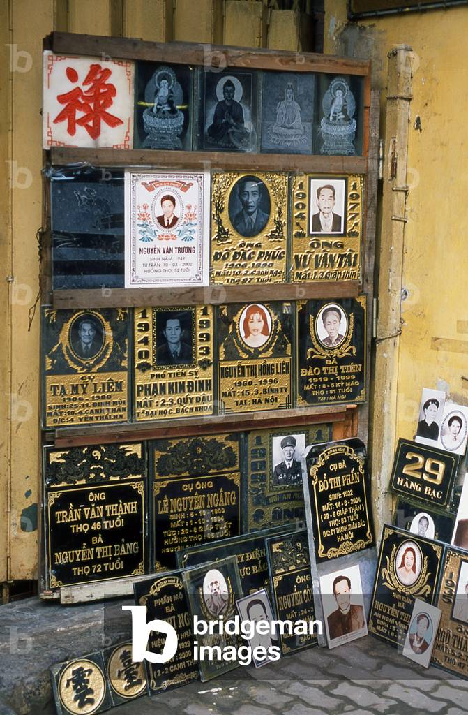Vietnam: Marble gravestones, Pho Hang Bac Street, Old Quarter, Hanoi