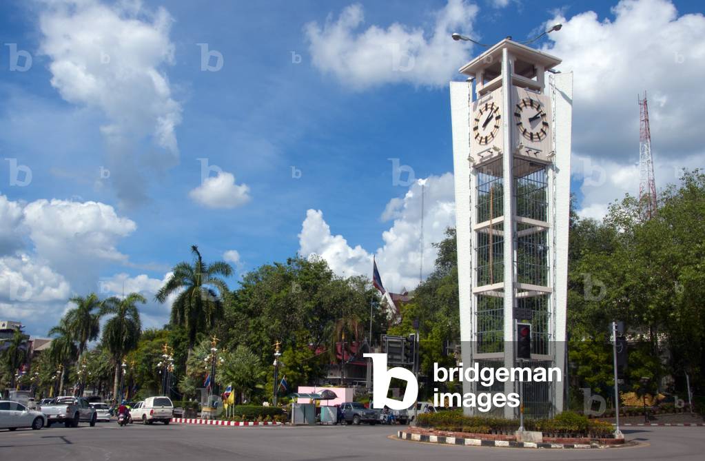 Thailand: The Clocktower intersection near Trang City Hall, Trang Town, Trang Province, southern Thailand