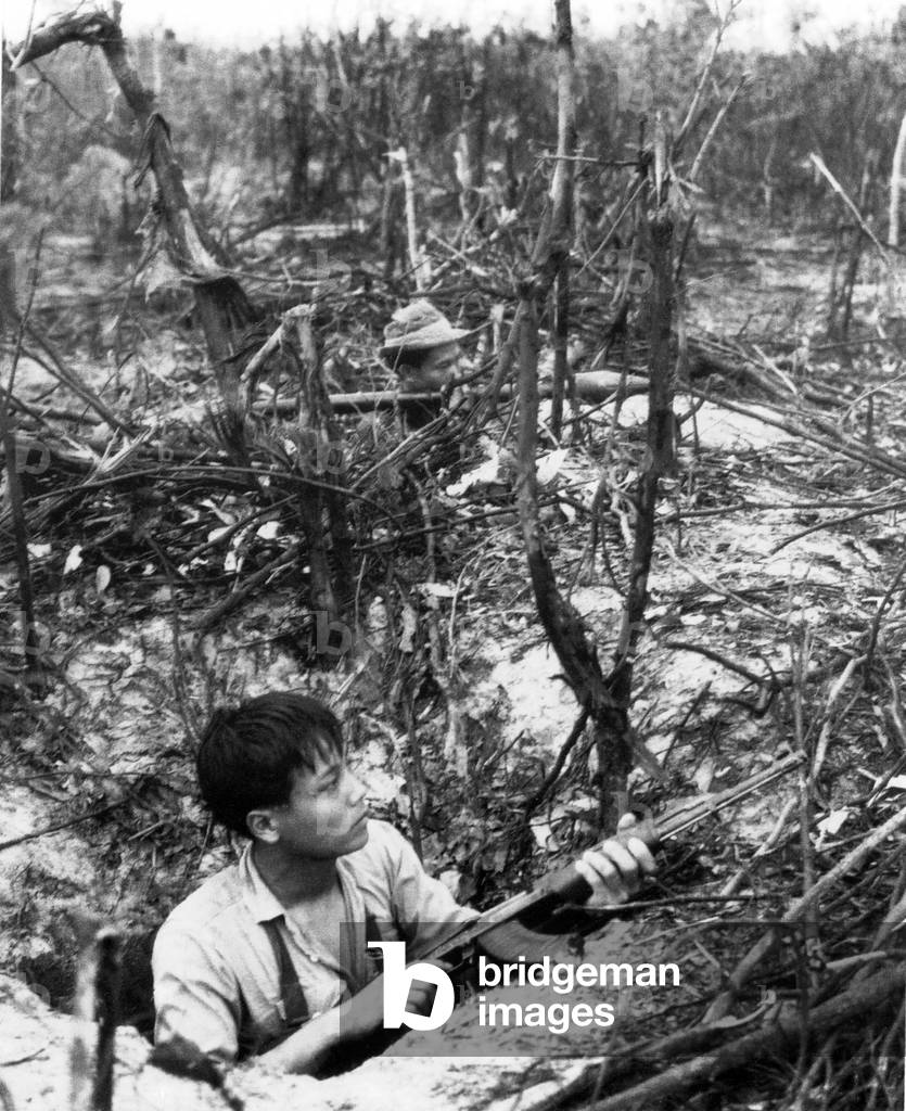 Vietnam: Fighting at An Nhon Tay village, Cu Chi, South Vietnam, Second Indochina War (Vietnam War) (1967)